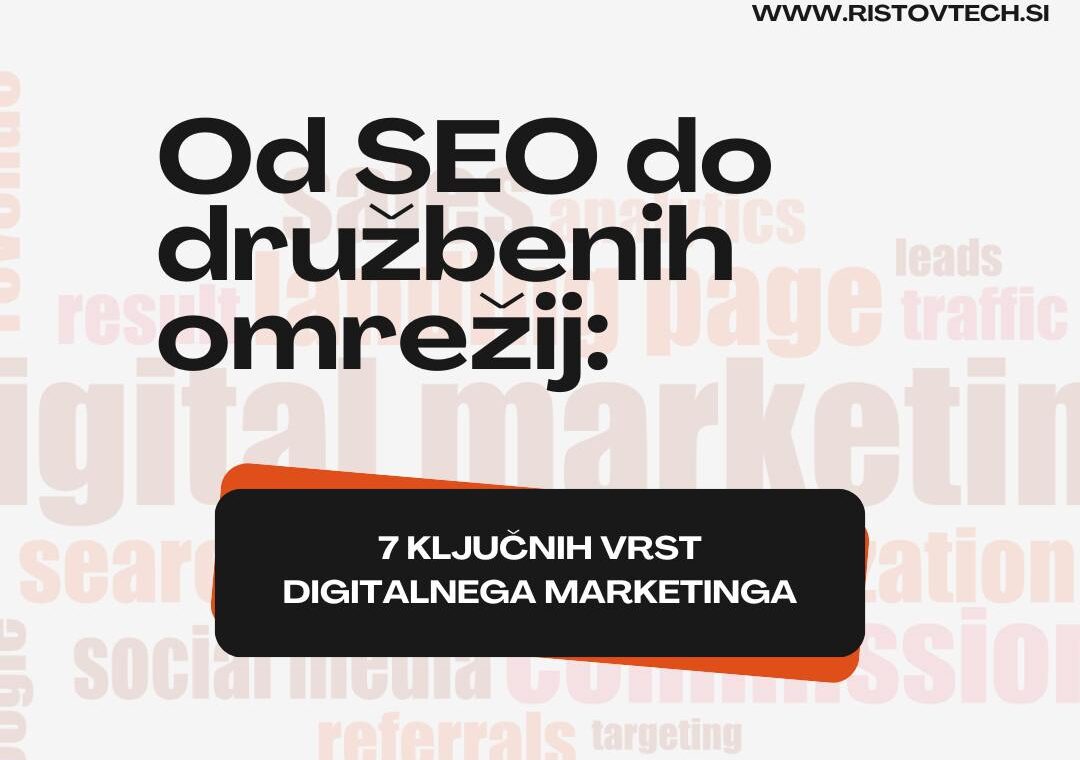 Od SEO do družbenih omrežij: Katere so 7 vrst digitalnega marketinga?