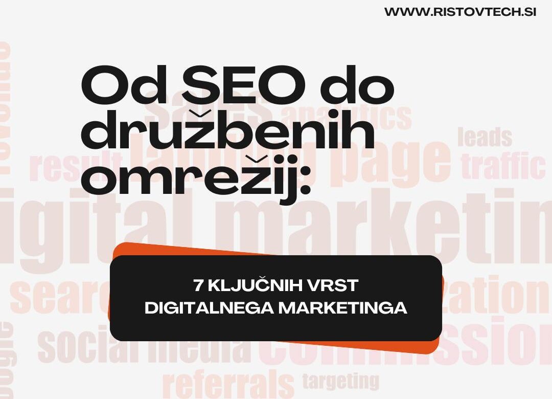 Od SEO do družbenih omrežij: Katere so 7 vrst digitalnega marketinga?